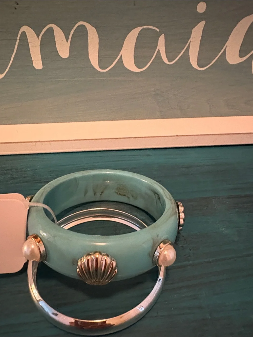 Lovisa Turquoise Shell & Pearl Accent Bangle Set
